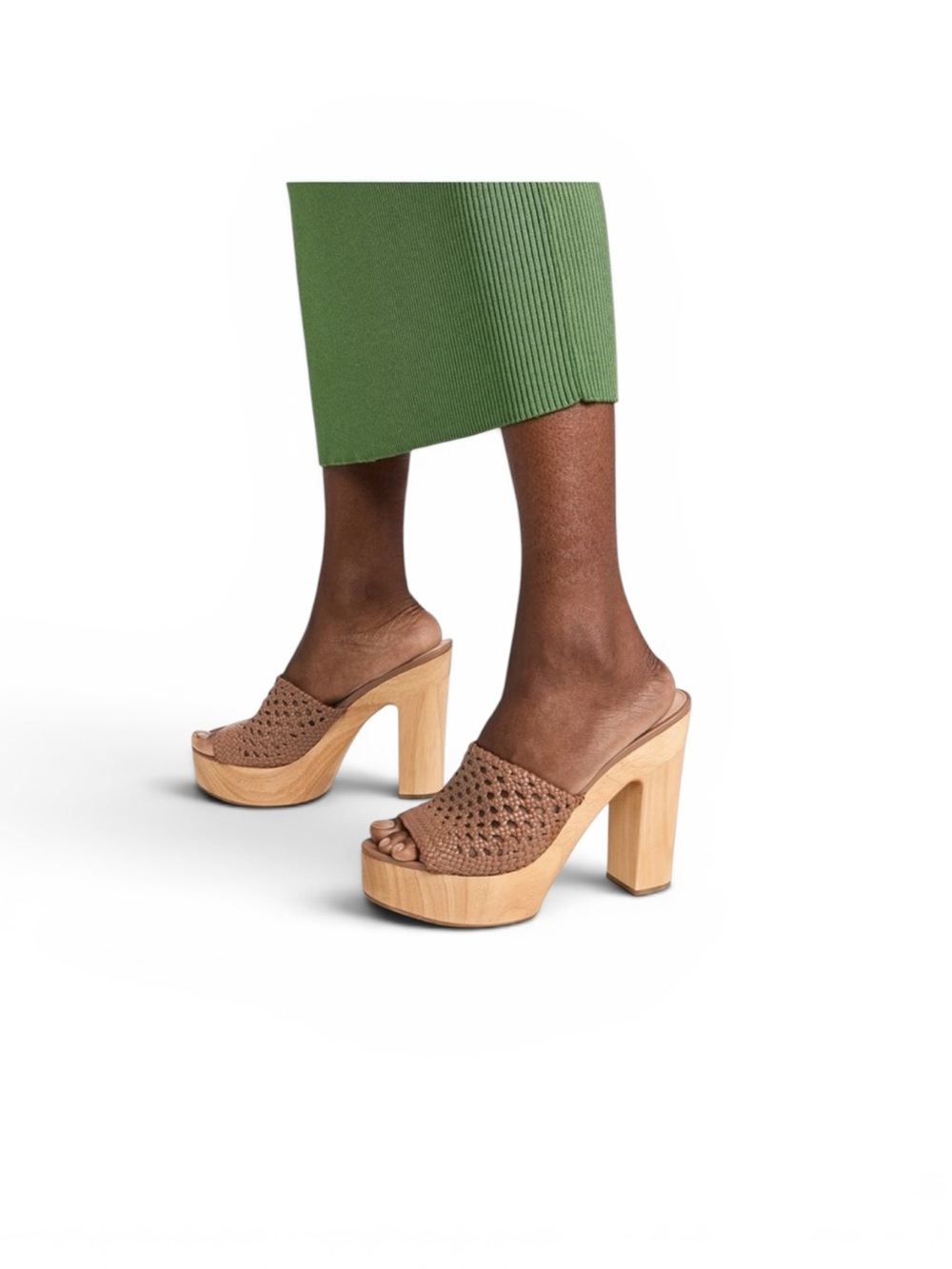 VERONICA BEARD Guadalupe Wood Platform Heel Clog Sandals Hazelwood NIB Size 9.5